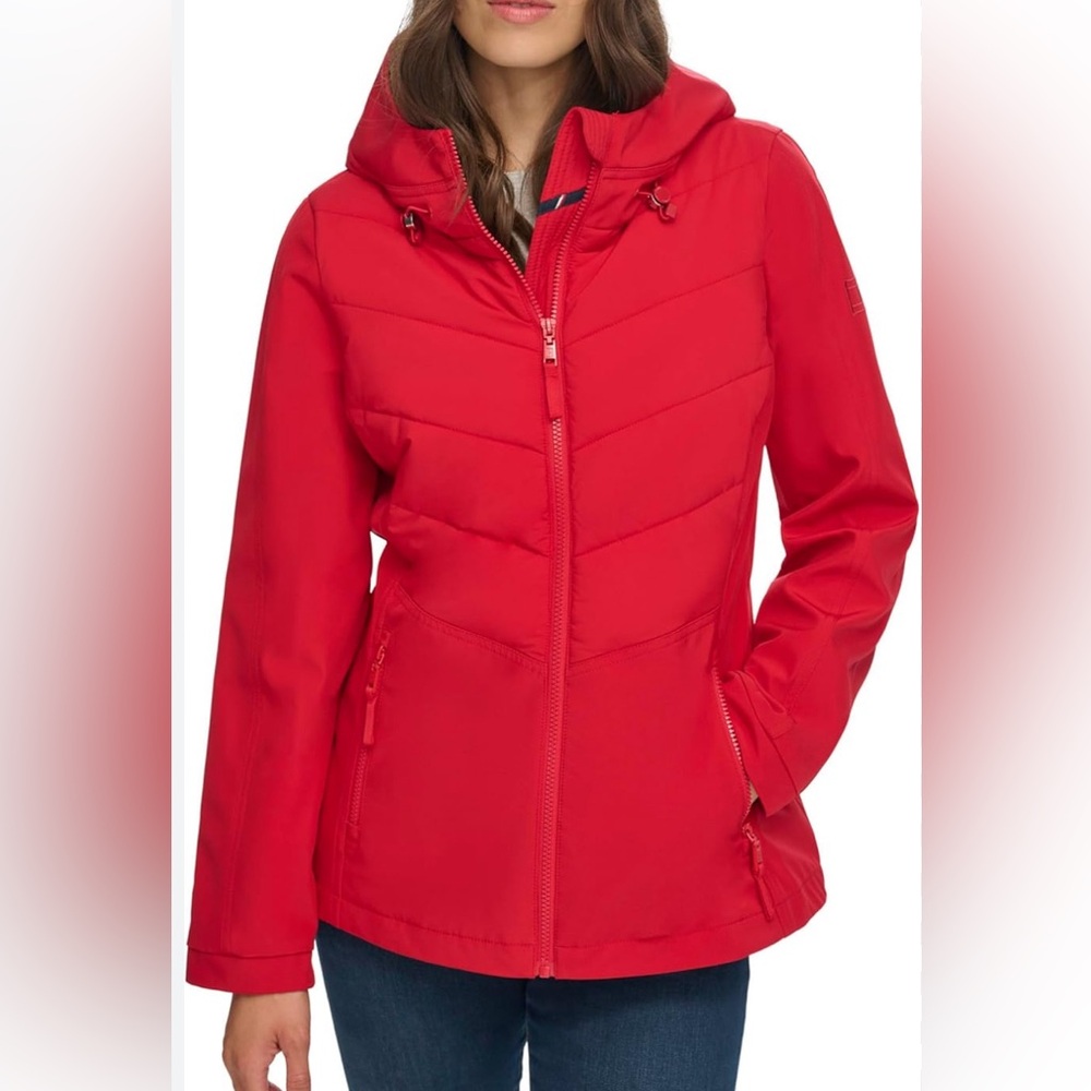 Tommy Hilfiger Women's Lightweight Weather Resistant Red Windbreaker Size Medium